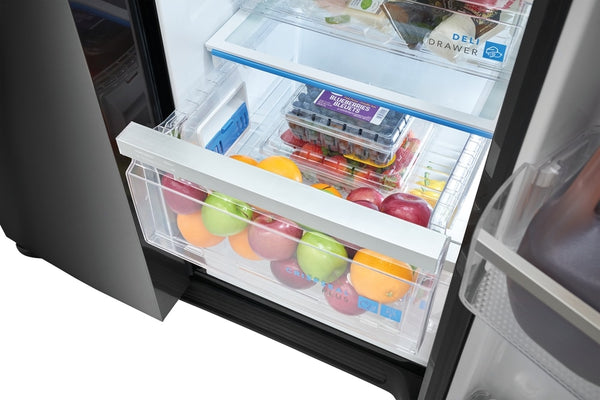 Frigidaire Gallery 22.3-cu ft Counter-Depth Side-by-Side Refrigerator with Ice Maker ,Water and Ice Dispenser ( Fingerprint Resistant Black Stainless Steel ) ENERGY STAR Certified