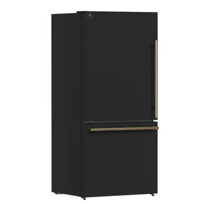 FORNO Milano Espresso 17.2-cu ft Counter-Depth Bottom-Freezer Refrigerator with Ice Maker ( Black ) ENERGY STAR Certified