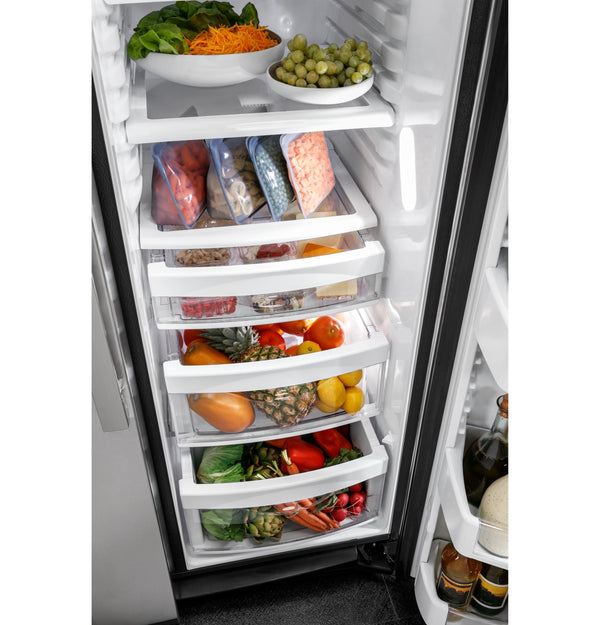 GE 21.8-cu ft Counter-Depth Side-by-Side Refrigerator with Ice Maker ,Water and Ice Dispenser ( Slate )