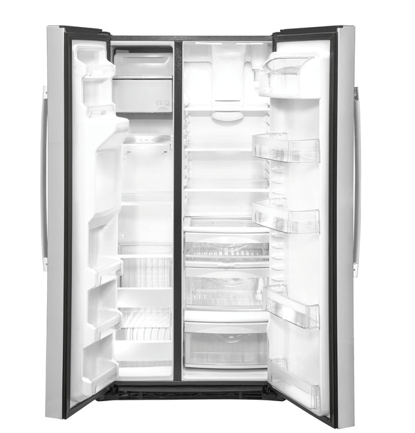 GE 21.8-cu ft Counter-Depth Side-by-Side Refrigerator with Ice Maker ,Water and Ice Dispenser ( Stainless Steel )