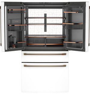 Cafe Counter-Depth 23.2-cu ft 4 -Door Smart Compatible French Door Refrigerator with Ice Maker with Water Dispenser ( Matte White ) ENERGY STAR Certified