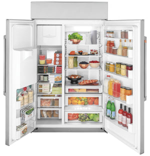 Cafe 28.7-cu ft Counter-Depth Side-by-Side Refrigerator Built-In Smart Compatible with Ice Maker ,Water and Ice Dispenser ( Stainless Steel )