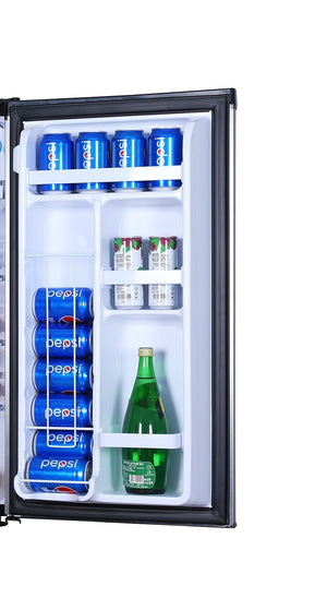 Premium Levella 3.2-cu ft Mini Fridge with Freezer ( Black cabinet with stainless door )