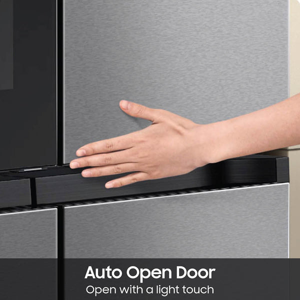 Samsung Bespoke Counter-Depth Beverage Center 22.5-cu ft 4 -Door Smart Compatible French Door Refrigerator with Dual Ice Maker with Water Dispenser and Door within Door ( Stainless steel ) ENERGY STAR Certified