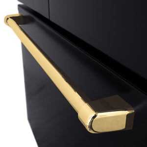 ZLINE KITCHEN & BATH Standard-Depth 28.9-cu ft 3 -Door French Door Refrigerator with Ice Maker with Water and Ice Dispenser ( Black Stainless Steel with Polished Gold Handle ) ENERGY STAR Certified