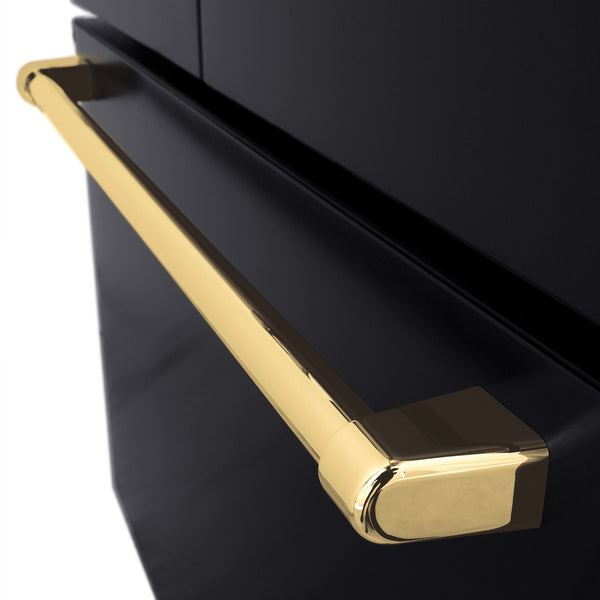 ZLINE KITCHEN & BATH Standard-Depth 28.9-cu ft 3 -Door French Door Refrigerator with Ice Maker with Water and Ice Dispenser ( Black Stainless Steel with Polished Gold Handle ) ENERGY STAR Certified