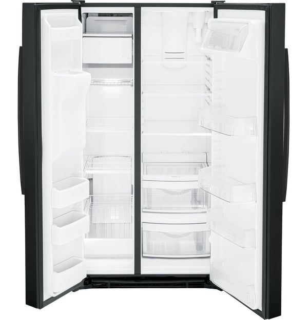 GE 25.3-cu ft Side-by-Side Refrigerator with Ice Maker ,Water and Ice Dispenser ( Black ) ENERGY STAR Certified