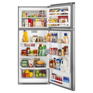 Whirlpool Flexible Storage Bin 17.6-cu ft Top-Freezer Refrigerator ( Monochromatic Stainless Steel )