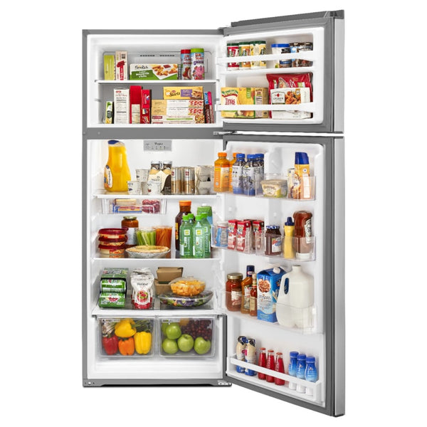 Whirlpool Flexible Storage Bin 17.6-cu ft Top-Freezer Refrigerator ( Monochromatic Stainless Steel )