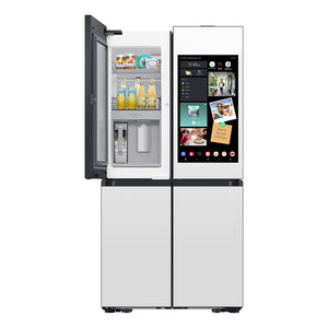Samsung Bespoke Counter-Depth Family Hub 22.5-cu ft 4 -Door Smart Compatible French Door Refrigerator with Dual Ice Maker with Water Dispenser and Door within Door ( White Glass ) ENERGY STAR Certified