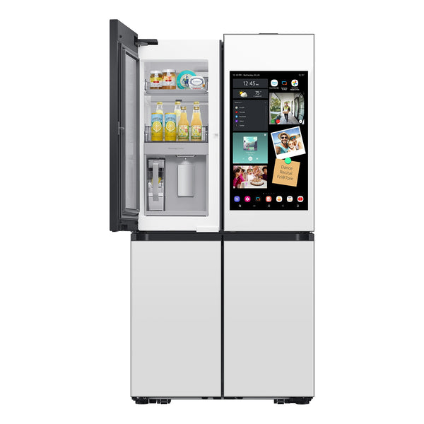 Samsung Bespoke Standard-Depth Family Hub 28.6-cu ft 4 -Door Smart Compatible French Door Refrigerator with Dual Ice Maker with Water Dispenser and Door within Door ( White Glass ) ENERGY STAR Certified