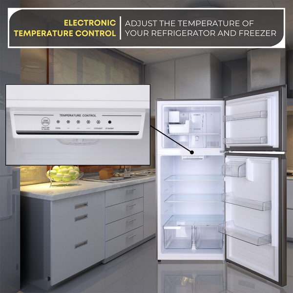 ConServ Reversible Door with Built-in Ice Maker 21-cu ft Top-Freezer Refrigerator with Ice Maker ( Stainless ) ENERGY STAR Certified