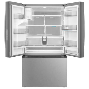 Midea Standard-Depth OneTouch Autofill 28.9-cu ft 3 -Door Smart Compatible French Door Refrigerator with Dual Ice Maker with Water and Ice Dispenser ( Stainless steel ) ENERGY STAR Certified