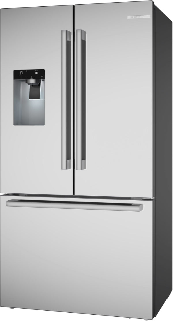 Bosch Counter-Depth 500 Series 21.6-cu ft 3 -Door Smart Compatible French Door Refrigerator with Ice Maker with Water and Ice Dispenser ( Stainless Steel ) ENERGY STAR Certified