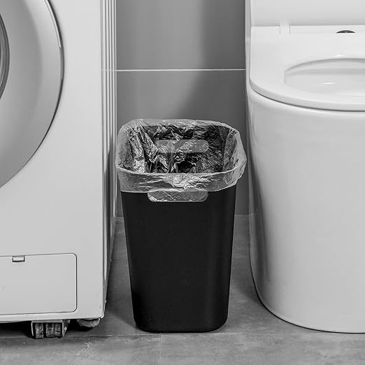Plastic Small Trash Can Wastebasket, Garbage Container Basket for Bathrooms, Laundry Room, Kitchens, Offices, Kids Rooms, Dorms, 3.5 Gallon, Black