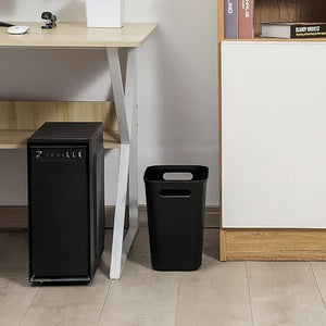 Plastic Small Trash Can Wastebasket, Garbage Container Basket for Bathrooms, Laundry Room, Kitchens, Offices, Kids Rooms, Dorms, 3.5 Gallon, Black