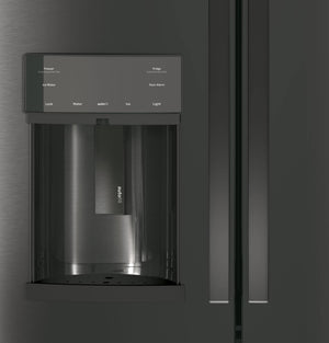 GE Profile Counter-Depth 22.2-cu ft 3 -Door French Door Refrigerator with Ice Maker with Water and Ice Dispenser ( Black Stainless ) ENERGY STAR Certified