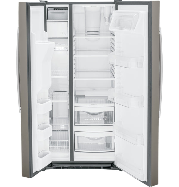 GE 23-cu ft Side-by-Side Refrigerator with Ice Maker ,Water and Ice Dispenser ( Slate )