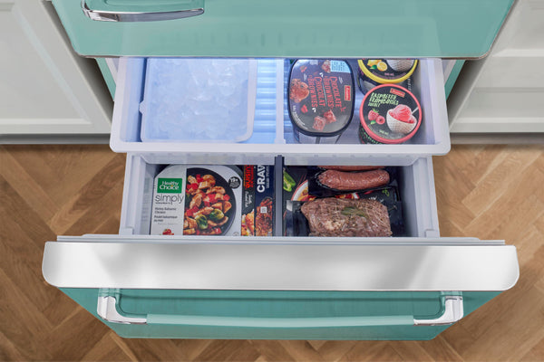 UNIQUE Classic Retro 17.7-cu ft Counter-Depth Bottom-Freezer Refrigerator with Ice Maker ( Ocean Mist Turquoise ) ENERGY STAR Certified