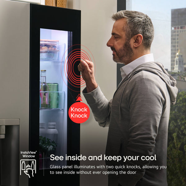 LG Standard-Depth InstaView MyColor 28.6-cu ft 4 -Door Smart Compatible French Door Refrigerator with Dual Ice Maker with Water and Ice Dispenser and Door within Door ( PrintProof Stainless Steel ) ENERGY STAR Certified