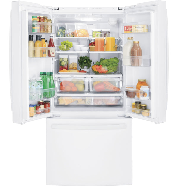 GE Counter-Depth 18.6-cu ft 3 -Door French Door Refrigerator with Ice Maker with Water Dispenser ( White ) ENERGY STAR Certified