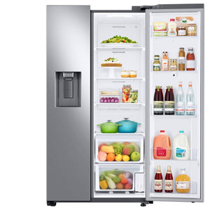 Samsung Family Hub 26.7-cu ft Side-by-Side Refrigerator Smart Compatible with Ice Maker ,Water and Ice Dispenser ( Fingerprint Resistant Stainless Steel ) ENERGY STAR Certified