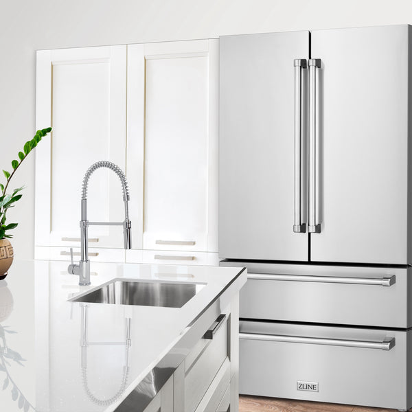 ZLINE KITCHEN & BATH Counter-Depth 22.5-cu ft 4 -Door French Door Refrigerator with Ice Maker ( Fingerprint Resistant Stainless Steel ) ENERGY STAR Certified