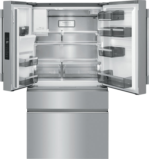 Frigidaire Professional Counter-Depth 21.4-cu ft 4 -Door French Door Refrigerator with Dual Ice Maker with Water and Ice Dispenser ( Smudge-Proof Stainless Steel ) ENERGY STAR Certified