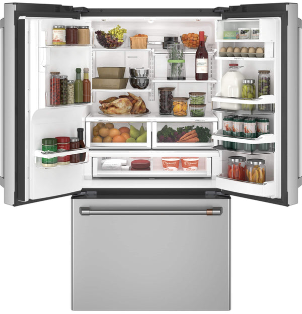 Cafe Counter-Depth Keurig K-Cup Brewing 22.2-cu ft 3 -Door Smart Compatible French Door Refrigerator with Ice Maker with Water and Ice Dispenser ( Stainless Steel ) ENERGY STAR Certified