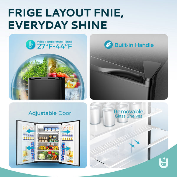 Euhomy 4.4-cu ft Built-In Mini Fridge with Freezer ( Black ) Garage Ready