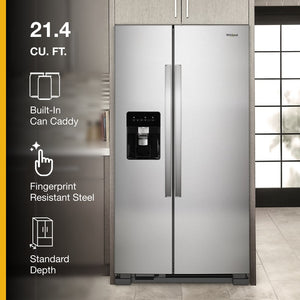 Whirlpool In-Door Can Caddy 21.4-cu ft Side-by-Side Refrigerator with Ice Maker ,Water and Ice Dispenser ( Black )