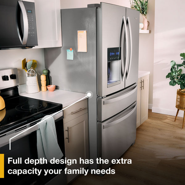 Whirlpool Standard-Depth 25.2-cu ft 3 -Door French Door Refrigerator with Ice Maker ( Fingerprint Resistant Black Stainless Steel ) ENERGY STAR Certified
