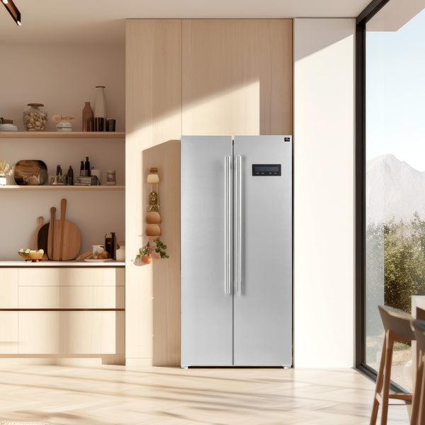 FORNO Salerno 15.6-cu ft Counter-Depth Side-by-Side Refrigerator Built-In ( Stainless steel )