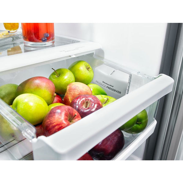 KitchenAid Standard-Depth 25.2-cu ft 3 -Door French Door Refrigerator with Ice Maker with Water Dispenser ( Black Stainless with PRINTSHIELD Finish ) ENERGY STAR Certified