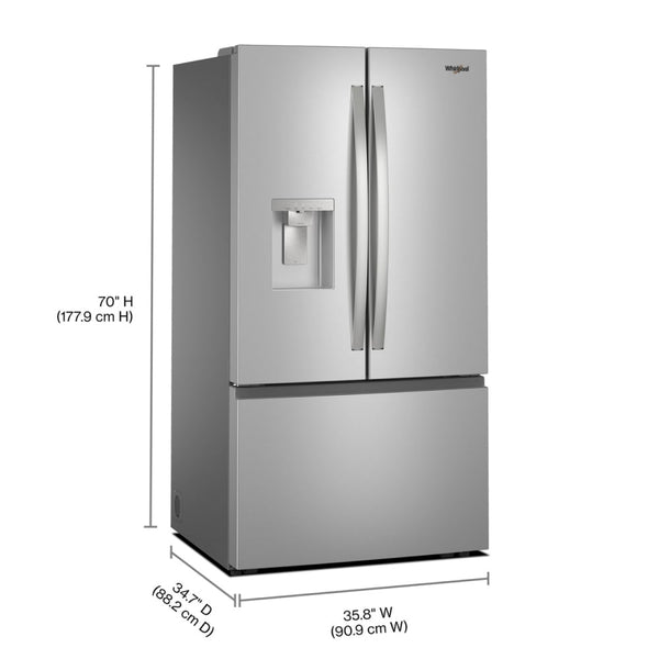 Whirlpool Standard-Depth 29.58-cu ft 3 -Door French Door Refrigerator with Dual Ice Maker with Water and Ice Dispenser ( Fingerprint Resistant Stainless Finish ) ENERGY STAR Certified