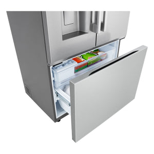 LG Counter-Depth Zero Clearance 23.7-cu ft 3 -Door Smart Compatible French Door Refrigerator with Dual Ice Maker with Water and Ice Dispenser ( PrintProof Stainless Steel ) ENERGY STAR Certified