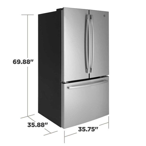 GE Standard-Depth 27-cu ft 3 -Door French Door Refrigerator with Ice Maker with Water Dispenser ( Stainless Steel ) ENERGY STAR Certified