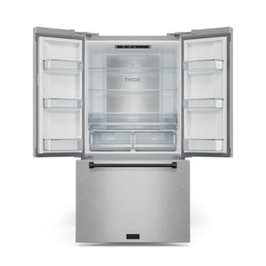 Thor Kitchen Counter-Depth Gordon Ramsay Series 20.3-cu ft 3 -Door French Door Refrigerator with Ice Maker with Ice Dispenser ( Stainless Steel with Black Accents ) ENERGY STAR Certified