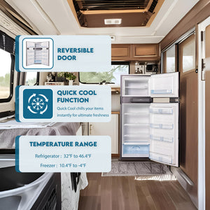 Equator Advanced Appliances RV 12V/DC OFF-GRID 10-cu ft Counter-Depth Top-Freezer Refrigerator Built-In ( Stainless )