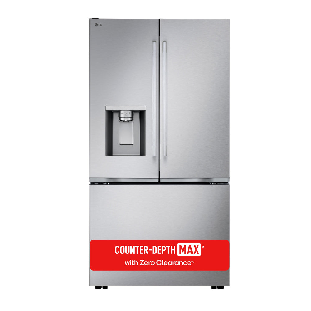 LG Counter-Depth Zero Clearance 23.7-cu ft 3 -Door Smart Compatible French Door Refrigerator with Dual Ice Maker with Water and Ice Dispenser ( PrintProof Stainless Steel ) ENERGY STAR Certified