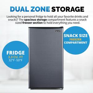 NewAir Mini Fridges 3.3-cu ft Mini Fridge with Freezer ( Gray ) ENERGY STAR
