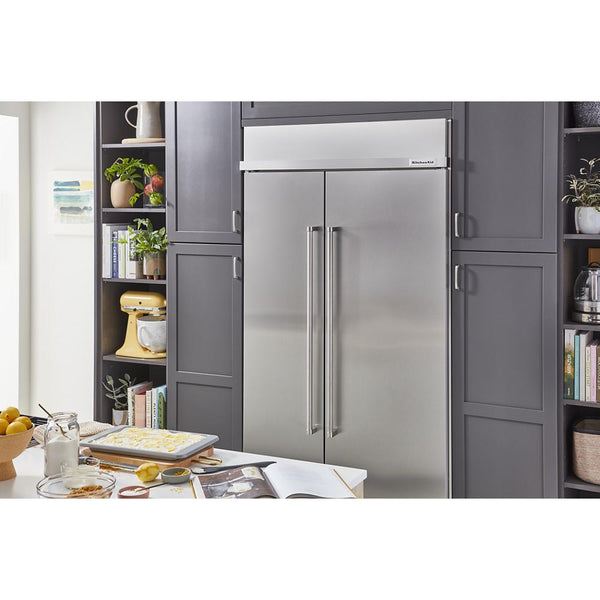 KitchenAid 30-cu ft Counter-Depth Side-by-Side Refrigerator Built-In with Ice Maker ( Stainless Steel with PrintShield Finish )