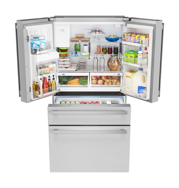 Sharp Counter-Depth 21.6-cu ft 4 -Door French Door Refrigerator with Ice Maker with Water and Ice Dispenser ( Stainless Steel ) ENERGY STAR Certified