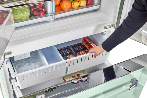 UNIQUE Classic Retro Counter-Depth 21.4-cu ft 3 -Door French Door Refrigerator with Ice Maker with Ice Dispenser ( Summer Mint Green ) ENERGY STAR Certified