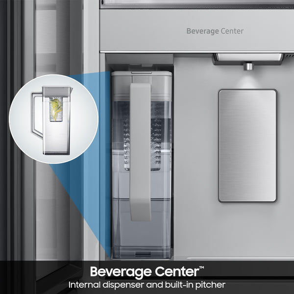 Samsung Bespoke Standard-Depth 28.6-cu ft 4 -Door Smart Compatible French Door Refrigerator with Dual Ice Maker with Water Dispenser and Door within Door ( Charcoal Glass Top with Stainless Steel Bottom Panels ) ENERGY STAR Certified
