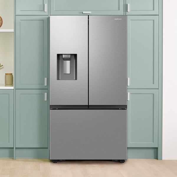 Samsung Standard-Depth Mega Capacity 30.5-cu ft 3 -Door Smart Compatible French Door Refrigerator with Ice Maker with Water and Ice Dispenser ( Fingerprint Resistant Stainless Steel ) ENERGY STAR Certified