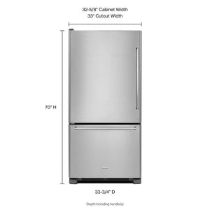 KitchenAid 22.07-cu ft Standard-Depth Bottom-Freezer Refrigerator Ice Maker Optional (sold separately) ( Stainless steel ) ENERGY STAR Certified