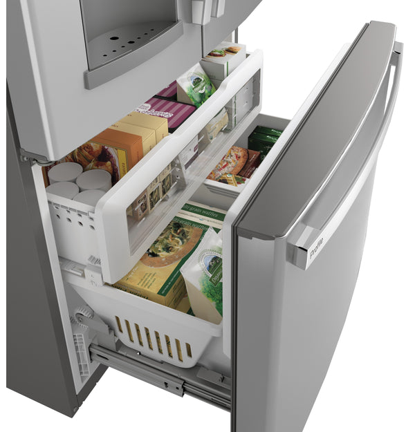 GE Profile Counter-Depth 22.2-cu ft 3 -Door French Door Refrigerator with Ice Maker with Water and Ice Dispenser ( Stainless Steel ) ENERGY STAR Certified