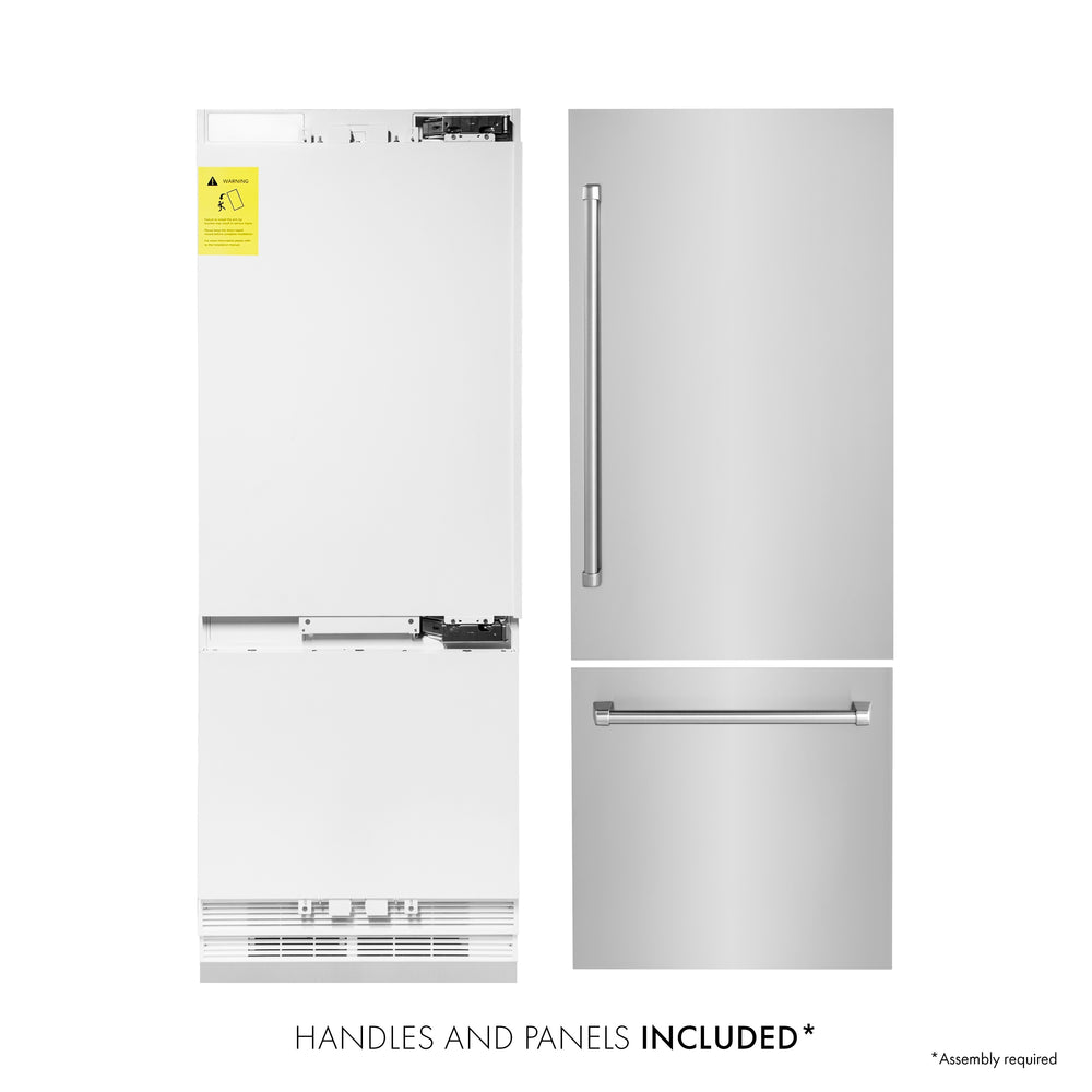 ZLINE KITCHEN & BATH Built-In 16.1-cu ft Counter-Depth Built-In Bottom-Freezer Refrigerator with Ice Maker ( Stainless Steel ) ENERGY STAR Certified