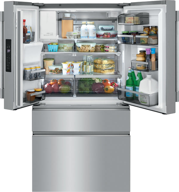 Frigidaire Professional Counter-Depth 21.4-cu ft 4 -Door French Door Refrigerator with Dual Ice Maker with Water and Ice Dispenser ( Smudge-Proof Stainless Steel ) ENERGY STAR Certified